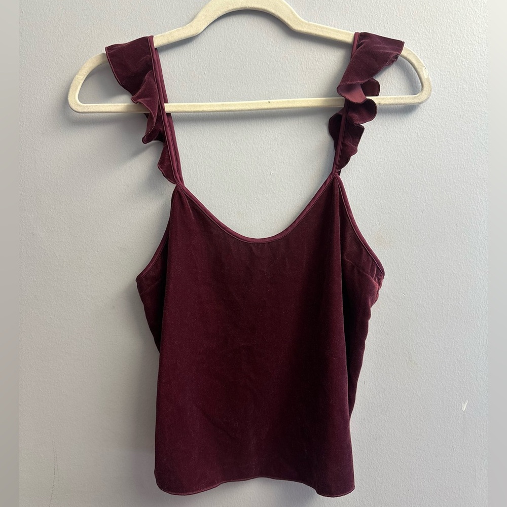 Victoria’s Secret vintage crushed velvet flower sleeve burgundy cami
